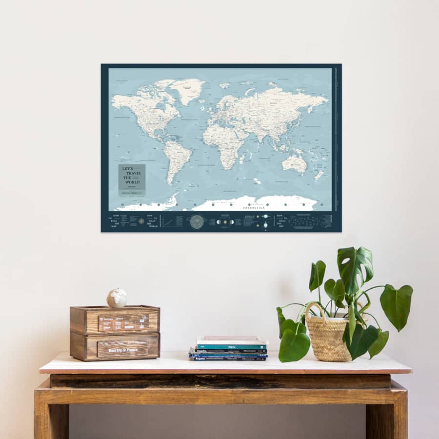 Mapa del mundo digital descargable para imprimir formato poster 100 x 70 cm