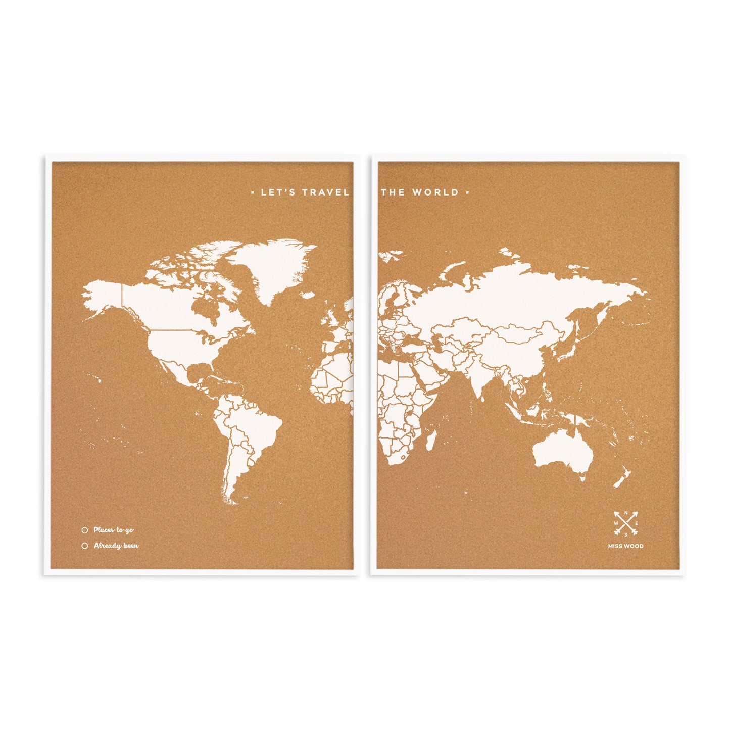 Mapamundi corcho - Woody Map Natural World Blanco - Misswood