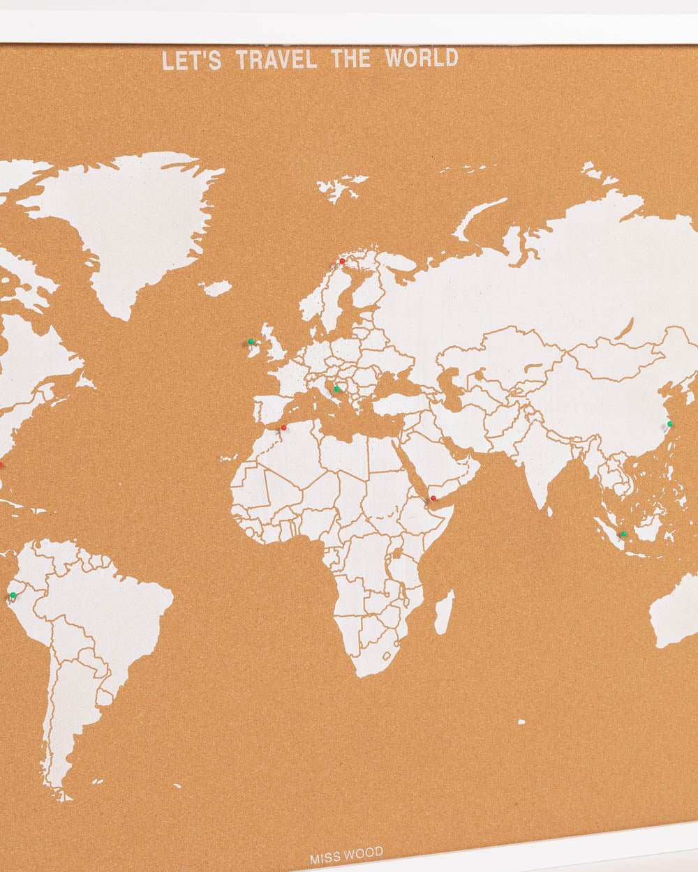 Mapamundi de Corcho Blanco – 90x60 cm - Misswood