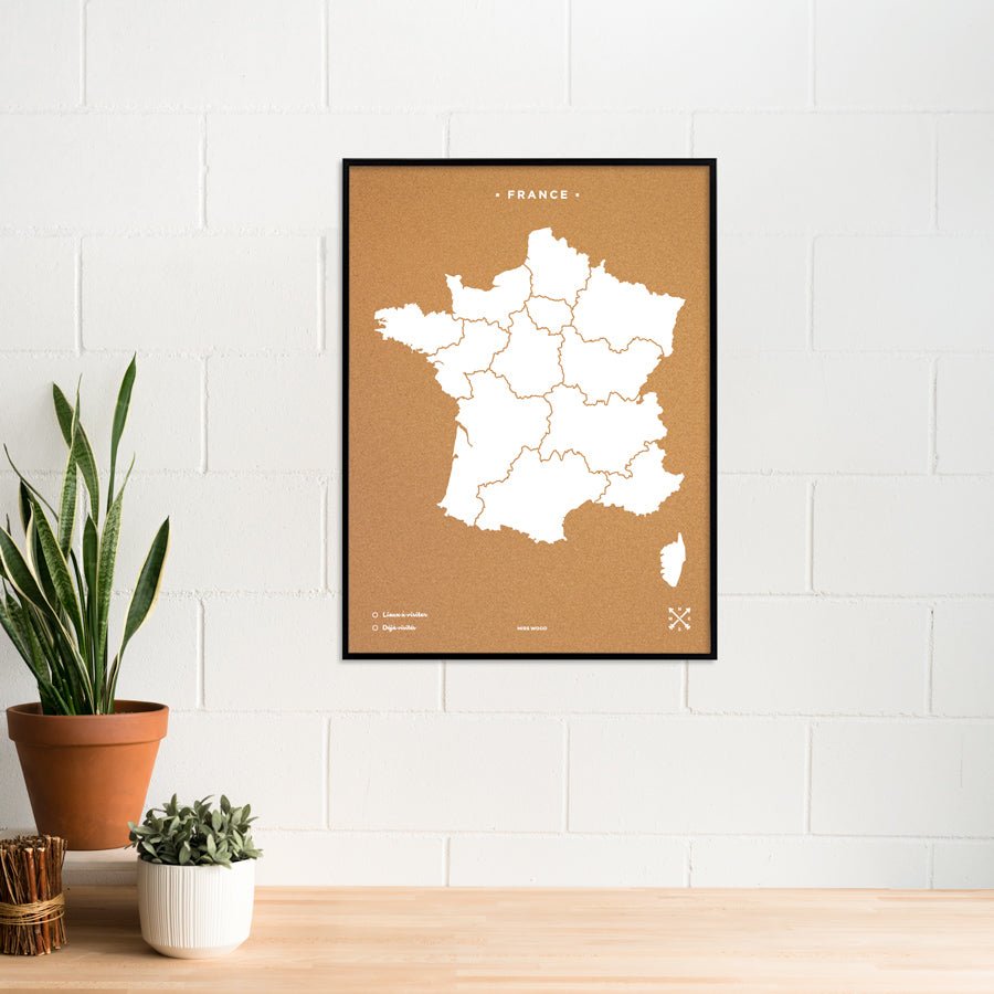 Mapa de corcho - Woody Map Natural Francia - Misswood