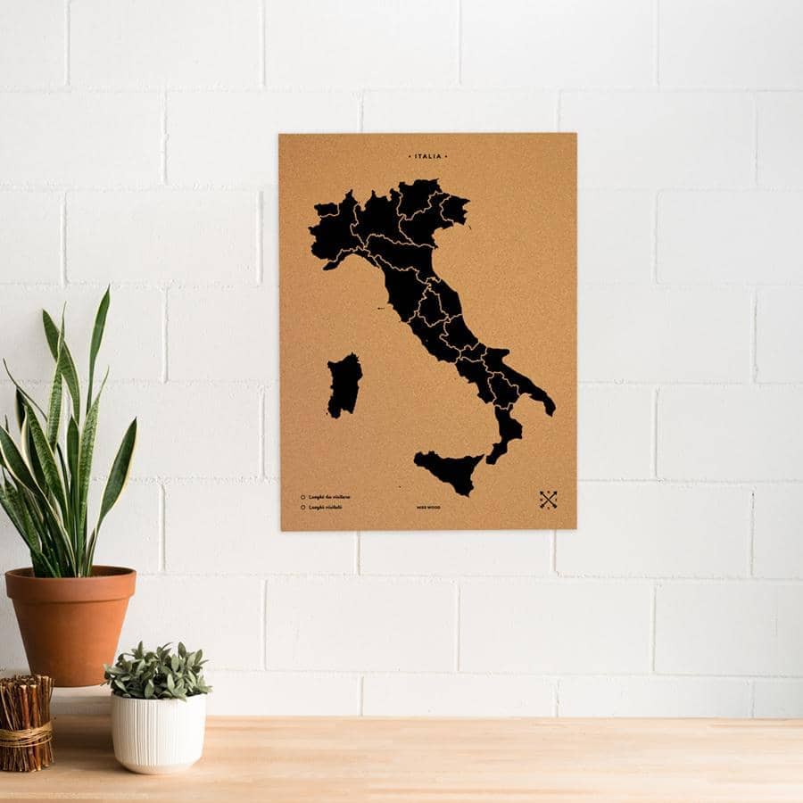 Mapa de corcho - Woody Map Natural Italia - Misswood