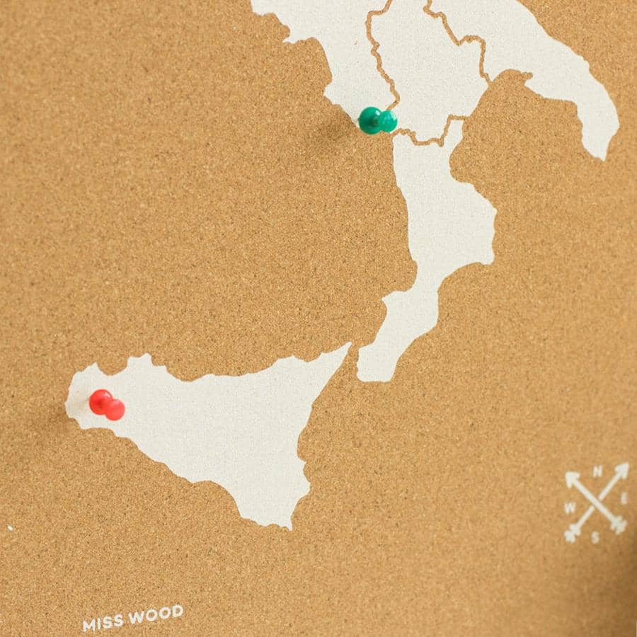 Mapa de corcho - Woody Map Natural Italia - Misswood