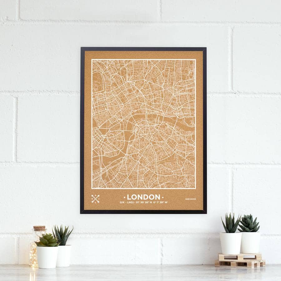 Mapa de corcho - Woody Map Natural Londres - Misswood