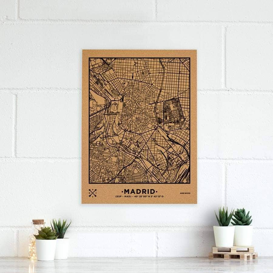 Mapa de corcho - Woody Map Natural Madrid - Misswood