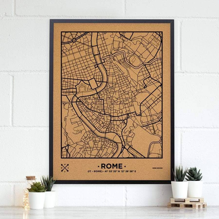 Mapa de corcho - Woody Map Natural Roma - Misswood