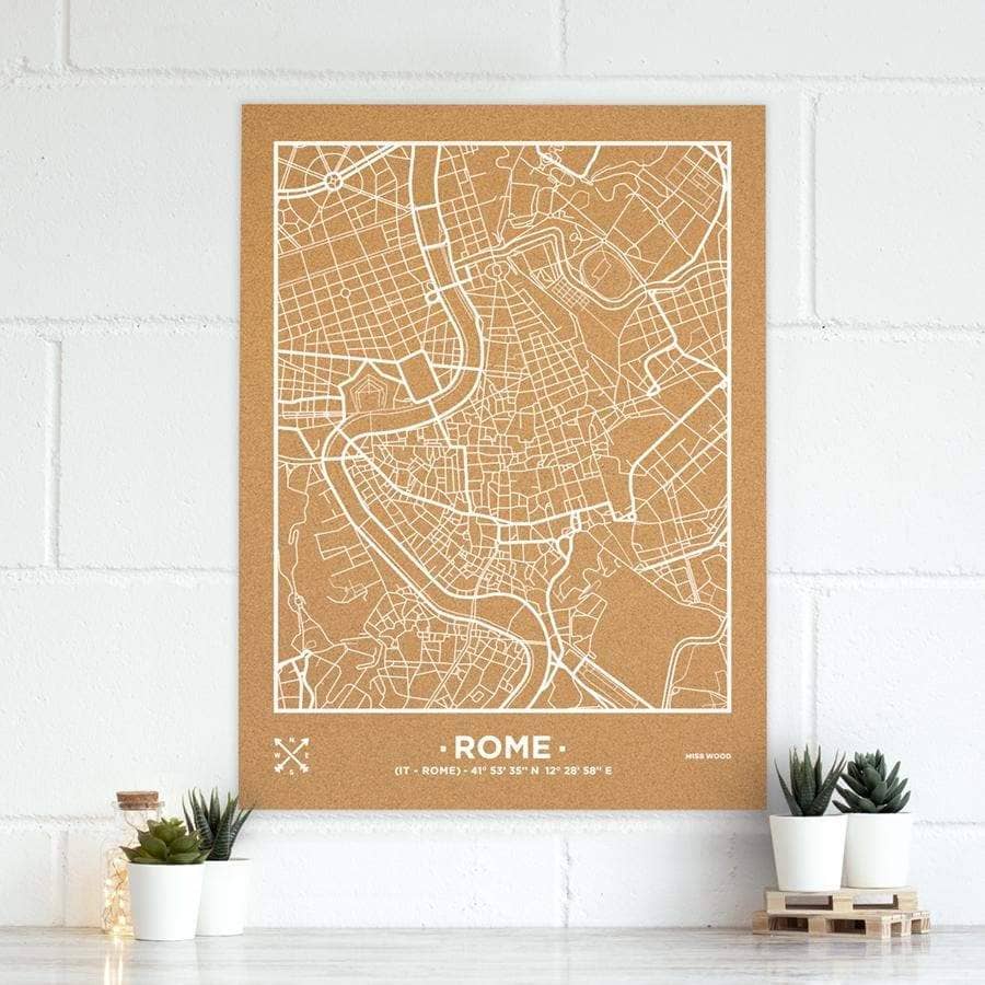 Mapa de corcho - Woody Map Natural Roma - Misswood