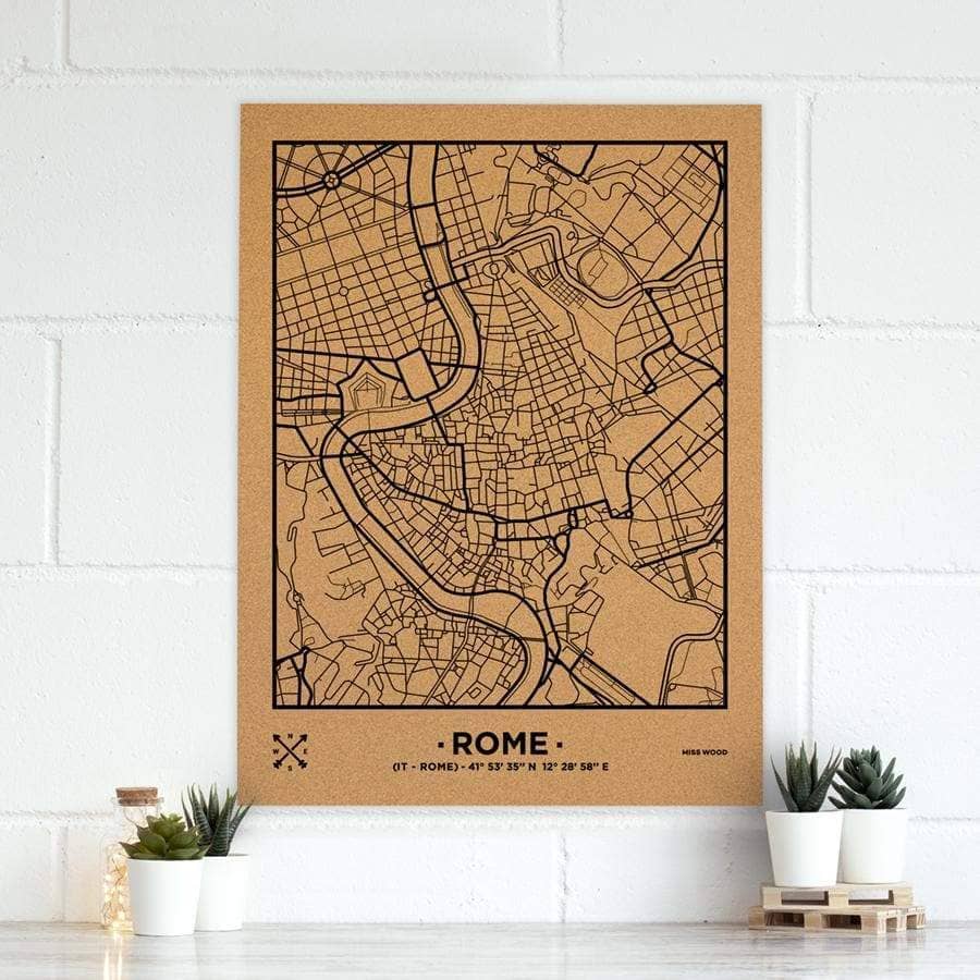 Mapa de corcho - Woody Map Natural Roma - Misswood